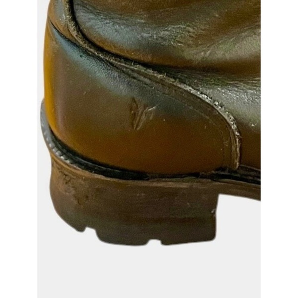 Rare Vintage FRYE Campus Lug Lace Up Boots Sz 9 Black Leather Knee High 90s Goth - Picture 9 of 10
